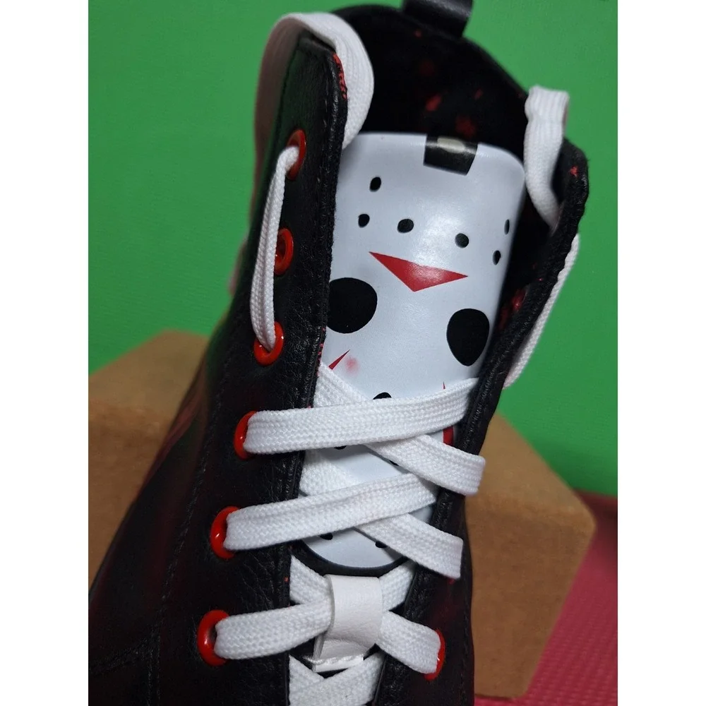 Jason Voorhees Friday The 13th High Top Shoes Ground Up Bloody Print Sz 9.5 Men